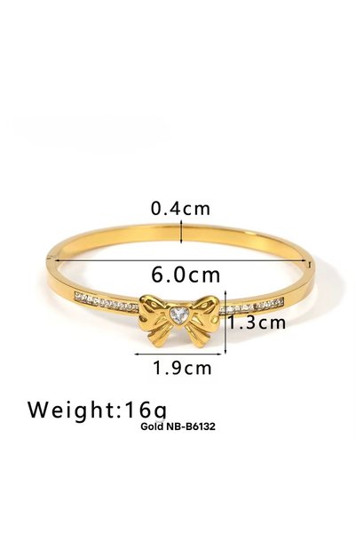 Passion by rahi Stainless Steel Plated 18K Gold Buckle Inlaid With Bow Zircon Bracelet for Women Bowknot Fashion Jewelry Bangle