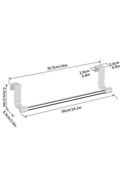 Choice3 Silver 36cm Towel Rod Steel Metal Wire Over Cabinet & Door Hanging To...