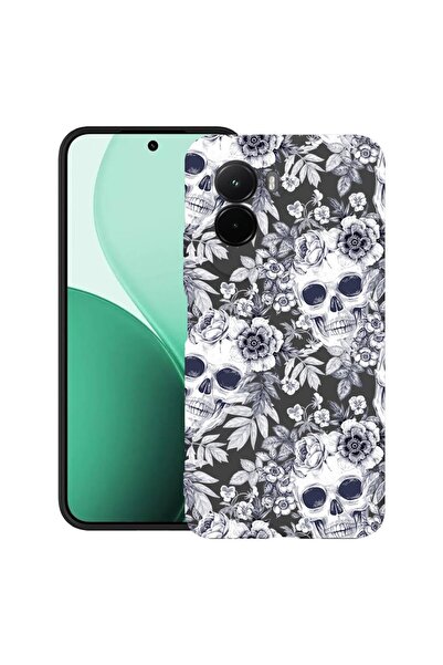 bestcase Θήκη TPU Υπέρλεπτη Συμβατή με Poco M7, με σχέδιο κρανίου σε μαύρο κα...