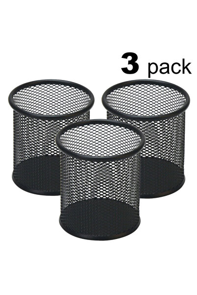 Choice Black Black Metal Mesh Pen Holder Multifunctional Office Supplies Stor...