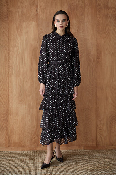 Melike Tatar Layered Polka Dot Dress 32-2881