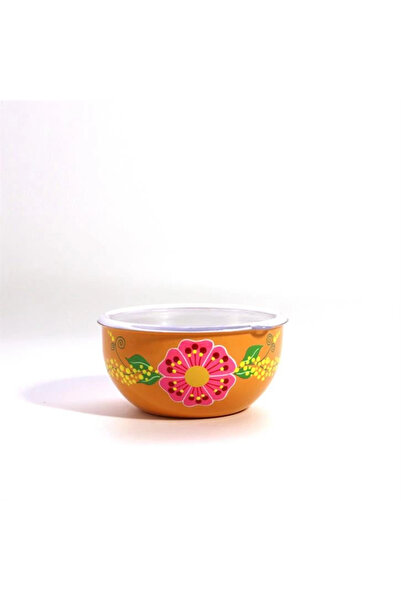 DEDEMİN EMAYELERİ Bowl with Lid Orange (12 cm)