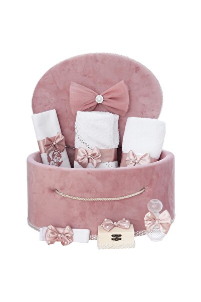 Recostore Trusou cu ingeras pentru botez fetita, 9 piese, roz pudrat, Recosto...