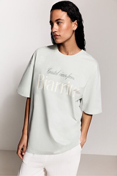 LEFTIES Baskılı oversize t-shirt
