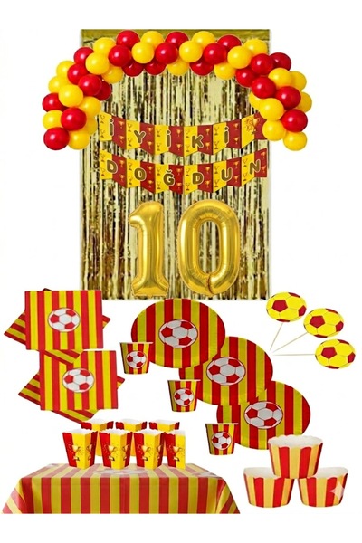 Mehca 8 Person Yellow Red (Gs) Folioed Birthday Concept for 10-Year-Olds