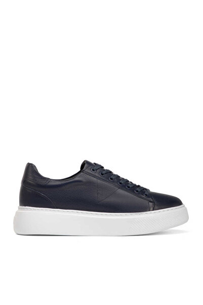 Tergan Lacivert Hakiki Deri Erkek Sneaker - E4MEAY057784-A31