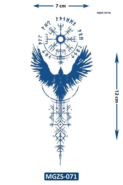Attach MGZS-071 YARI KALICI ANKA KUŞU VE ŞAMAN ŞEMASI DESEN DÖVME-TATTO