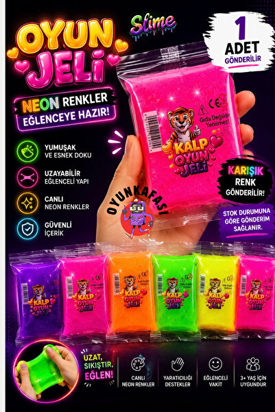 OYUNKAFASI Neon Oyun Jeli Slime Oyuncak Karışık Renk Gönderilir Esnek Jel 1 Adet