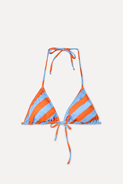 Mudo Kadın Turuncu Çizgili Üçgen Bikini Üstü
