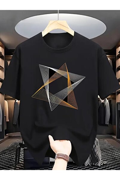PAVRO Unisex Άνετο T-shirt με μικτό σχέδιο και στάμπα