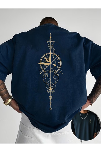 PAVRO Unisex Άνετο T-shirt με μικτό σχέδιο και στάμπα