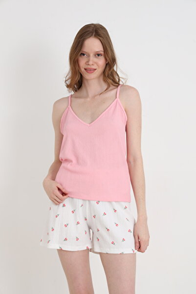 ELİTOL Bürümcük Knitted Spaghetti Strap Women's Shorts Set