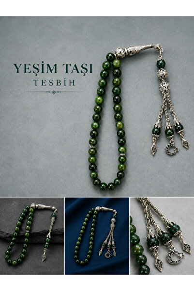 Moda Focus Yeşim taşı 33 lük 925 ayar gümüş Tesbih