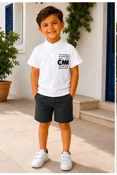 Generic Brand 2/10 Years Old Linen T-Shirt Denim Shorts Children's Set