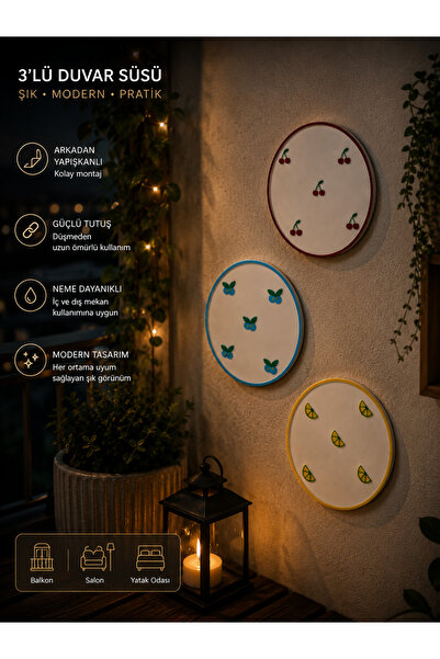 Middles&Niddles Collection Modern Balkon & Salon Duvar Süsü – 3’lü Dekoratif ...