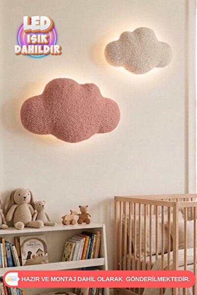 UmayBabyDekor 2’li pofuduk bulut Led Işık Gece Lambası Bebek Çocuk Odası