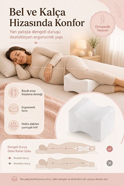 EpiRelax Kalça ve Diz Destek Yastığı Visco Bacak Arası Konfor Yastığı Hamilel...