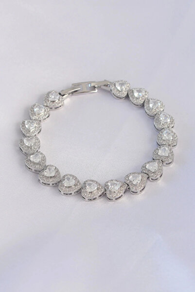 Generic Brand Vip Series Brass Zircon Stone Silver Color Heart Model Bracelet