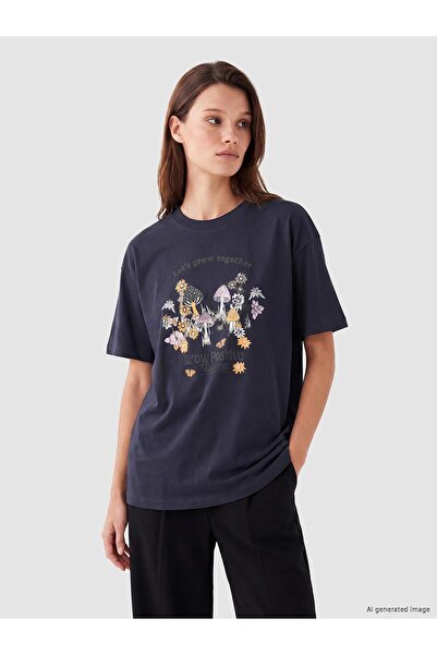 LC Waikiki Tricou de damă cu imprimeu și guler rotund (S6)
