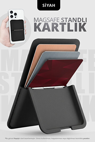 Pequip Magsafe Deri Kartlık Kılıf iPhone 12 13 14 15 16 17 Plus Pro Max Uyuml...