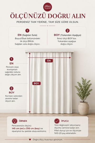 Miabella Home Blackout Fon Perde Işık Geçirmez Karartma Güneşlik Perde Tek Parça