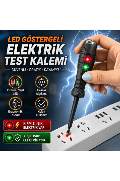 DUHALINE LED Göstergeli Elektrik Test Kalemi Voltaj Kontrol Kalemi Priz ve Kablo Test Cihazı