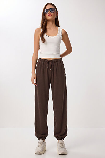 Lovelyİstanbul Modal Jogger Sweatpants with Pockets Lub0365 Brown