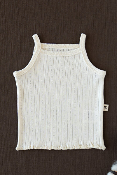 100% Cotton Pointel Baby Camisole with Strap - Cream