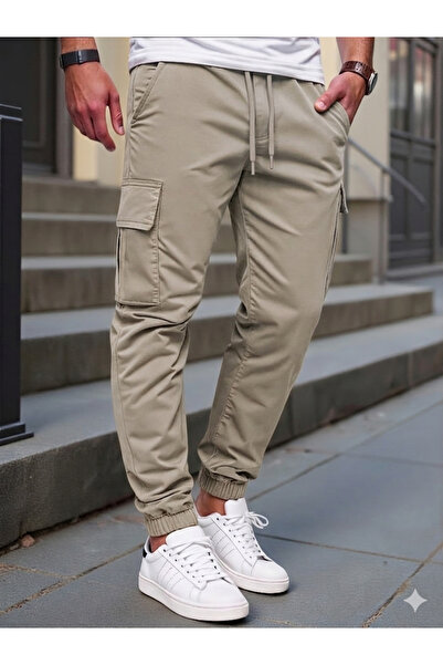 SERAZAT Cargo Pants Cotton Lycra Elastic Waistband Cargo Pocket Trousers