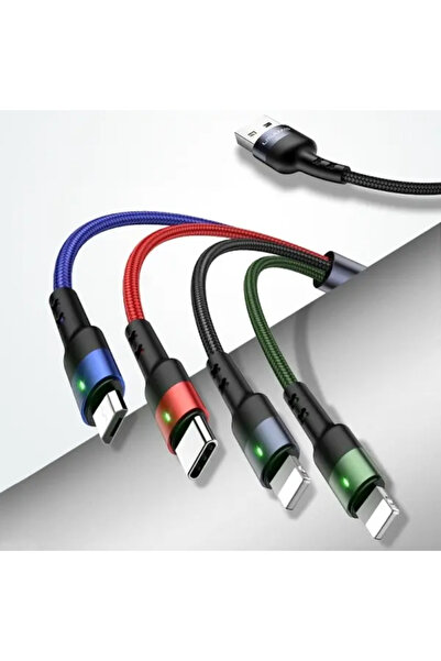 Usams Cablu împletit U26 4 în 1 0.35m 2A Încărcare rapidă (2xLightning/microU...