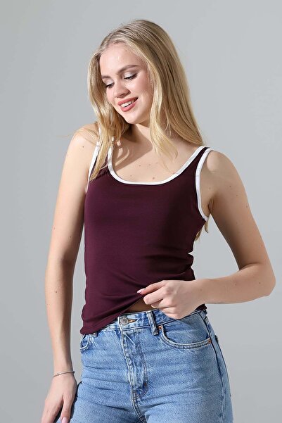 ModaPlaza Women's Open Back Thin Strap Combed Cotton Lycra Undershirt 21765