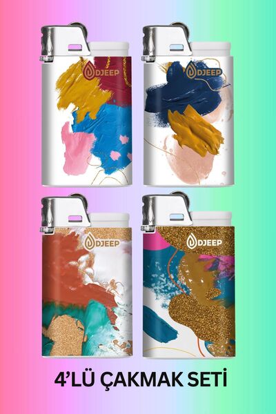 DJEEP Altın Dokunuş Serisi Taşlı Çakmak -4'lü Set –Özel Tasarım - Orijinal Fr...