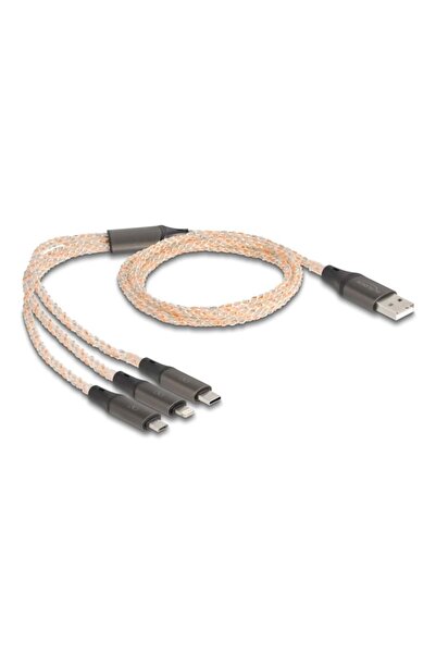 DELOCK Cablu de încărcare USB RGB 3 în 1 Tip-A la Lightning 1,20m