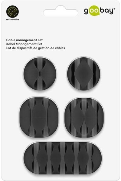 goobay Organizator cabluri, set, negru /blister 5 buc./