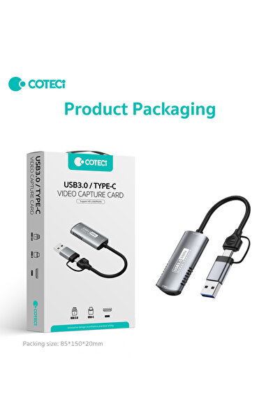 COTECi Canlı Yayın Video Yakalama Kartı 4K 60Hz USB 3.0 / Type-C İkili Arayüz...