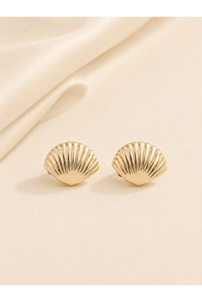 Çelik Gold Deniz Kabuğu Küpe – Minimal Şık Vintage Kadın Küpe