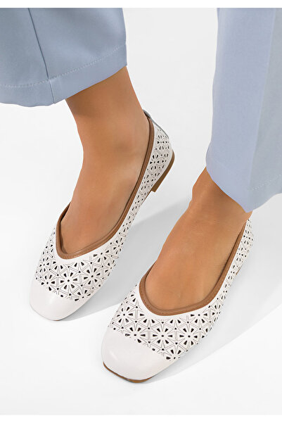 B T Shoes Balerini piele Verioma albi