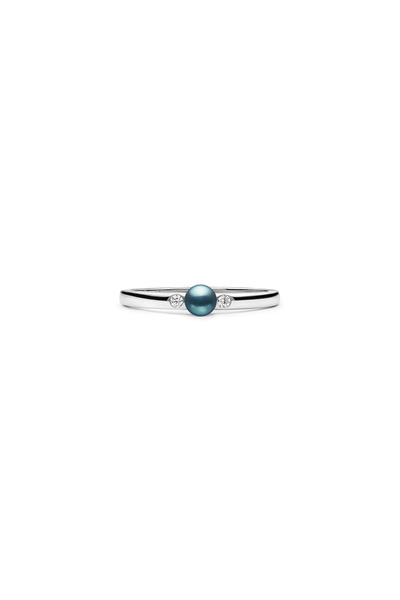 MANAVA Silver ring with natural black pearl and zirconia - Dolce