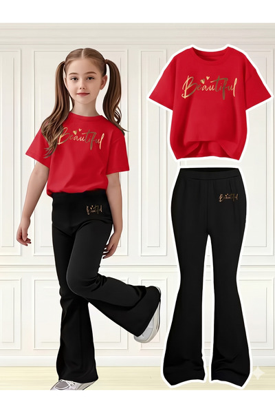 YUNAYT Set de pantaloni evazați și tricou spaniol pentru fete