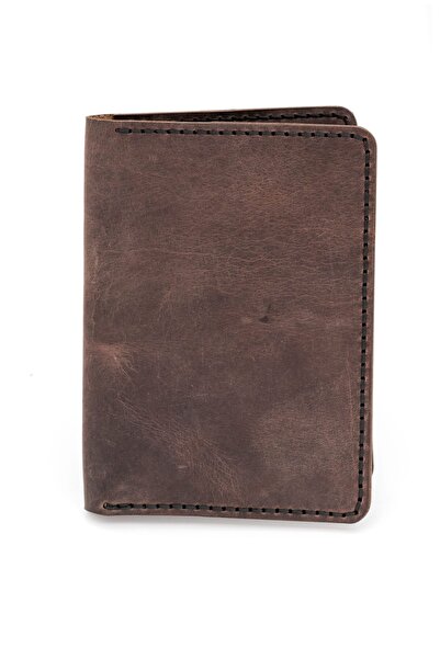 tudorAce Dark Brown Pull-Up Leather Passport Holder Wallet