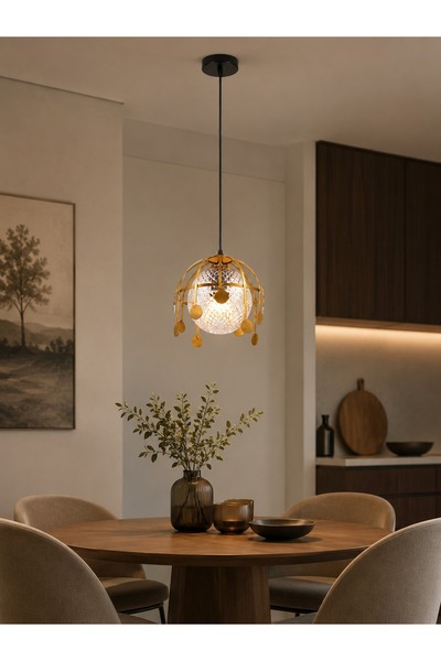 N.zone ثريا مودرن ذهبية بتصميم فاخر، ارتفاع 130 سم وعرض 20 سم، تضيف إضاءة أني...
