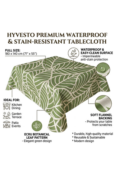 HYVESTO Fata de Masa Plastifiata si Impermeabila HYVESTO, 180 x 140 cm, Prote...