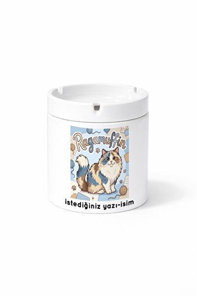 Kirbi Reklam Animal Ragamuffin Long-Haired Cat Double-Sided Printed Ashtray A...