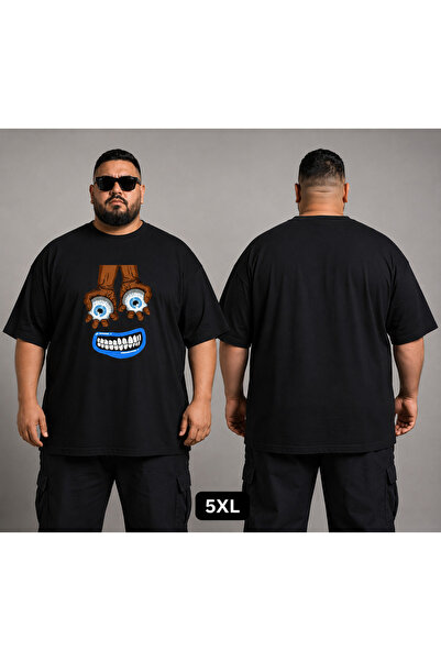 VODEXA Tricou oversize unisex, cu imprimeu buze albastre, din bumbac, mărime ...
