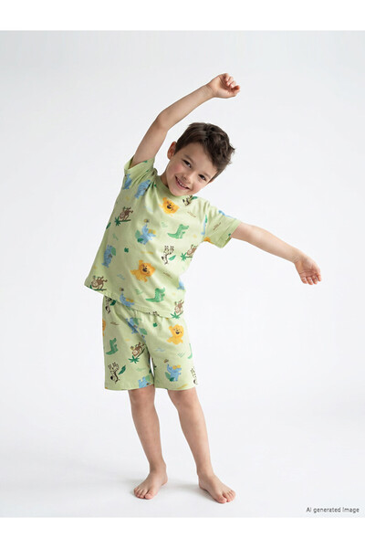 LC Waikiki Printed Boys' Shorts Pajama Set
