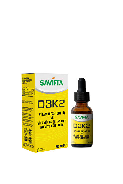 SAVİFTA D3K2 VİTAMİN D3(1000 IU) VİTAMİN K2 (11.25 mcg) TAKVİYE EDİCİ GIDA