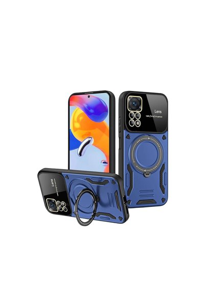 Generic Brand Realme 11 Pro Plus Compatible Joy Lens Stand Cover - Navy Blue