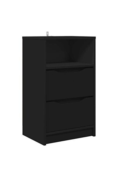 vidaxl Noptieră cu sertar Negru 40 x 30 x 467 cm Lemn compozit