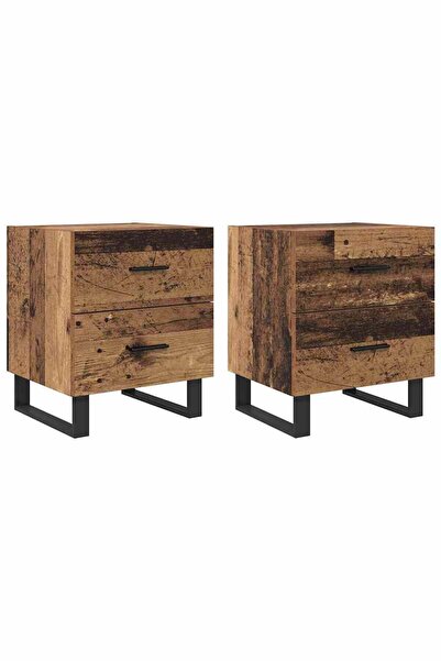 vidaxl Dulap de noapte 2 pcs Lemn vechi și negru 40 x 35 x 47,5 cm