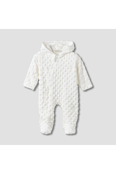Juniors Textured Closed Feet Sleepsuit with Hood and Zip Closure